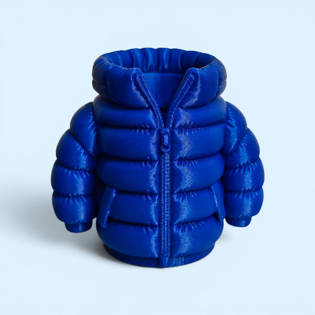3D Printed Puffer Jacket Pen Holder | Stylish Desk Organizer