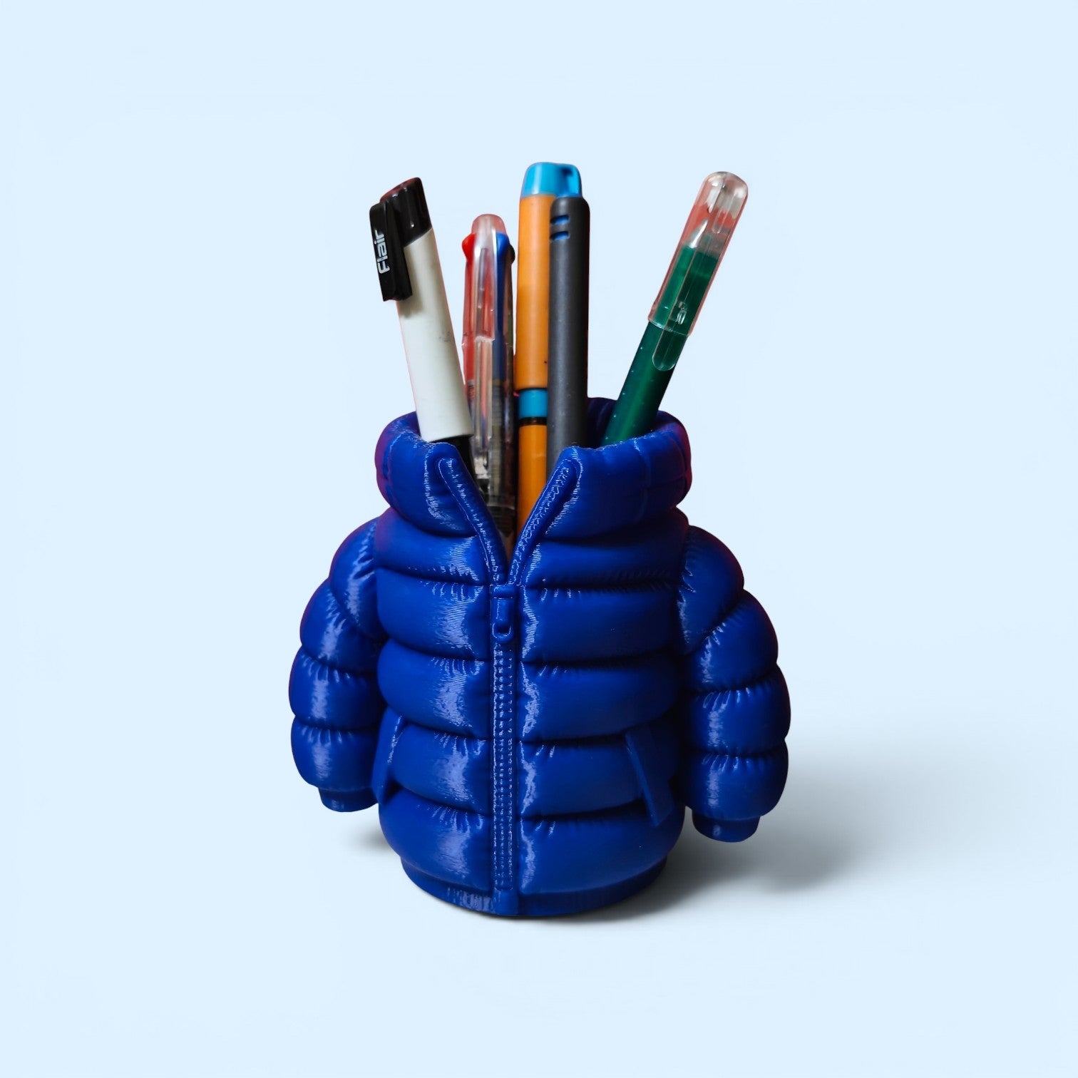 3D Printed Puffer Jacket Pen Holder | Stylish Desk Organizer